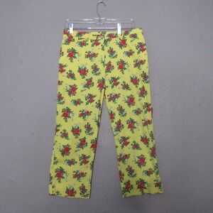 Vintage Lauren Ralph Lauren Pants 10 Yellow Roses Capri Cottage Core Boho 90s‎